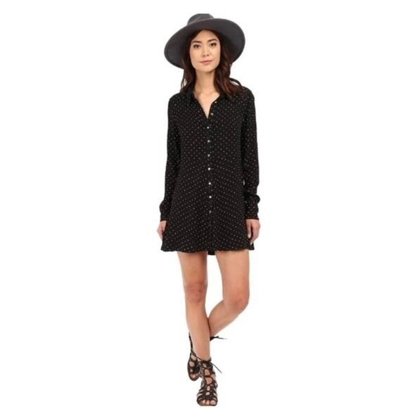 Free People This Town Long Sleeve Polka Dot Shirt Dress | Size Small - Picture 2 of 15